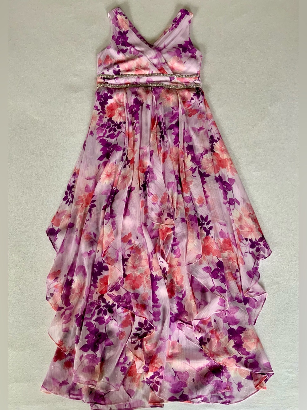 R&M Richards Floral Embellished Formal Maxi Dress Size 6